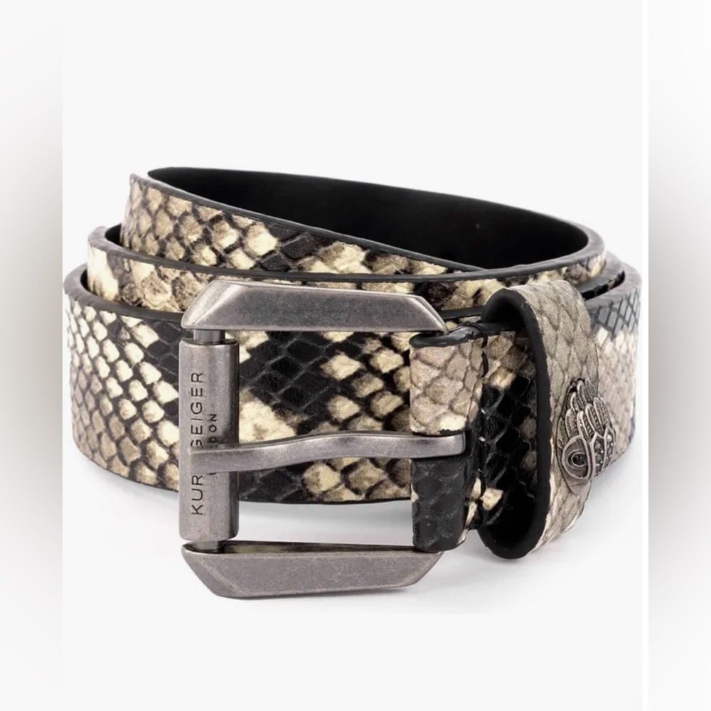 Kurt Geiger London Snakeskin Print Leather Belt